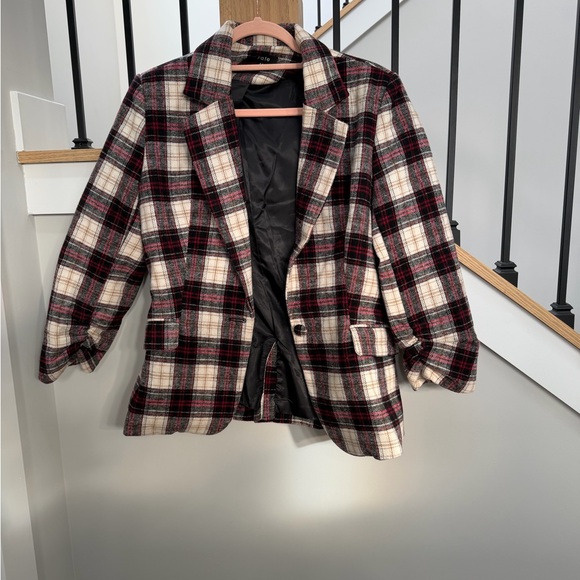 Fate Jackets & Blazers - Fate Plaid Blazer in Black, Red, and Cream